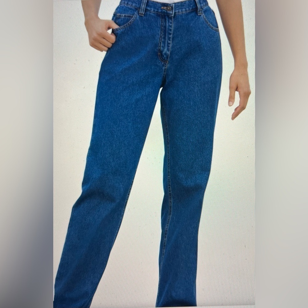 Woman Within Jeans 14W Petite Dark Wash Straight Leg Front Zip Pockets modern